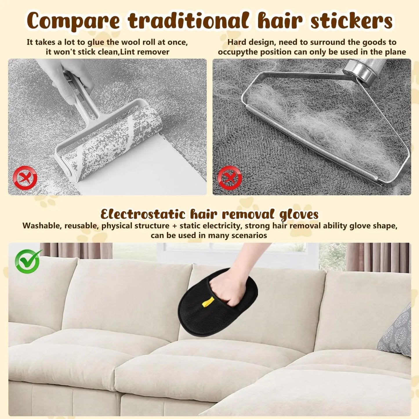 Double-Sided Grooming Gloves for Pets